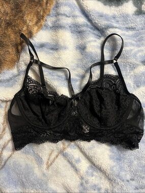 Amazon Black Lace Underwire Bra with Strappy Detail